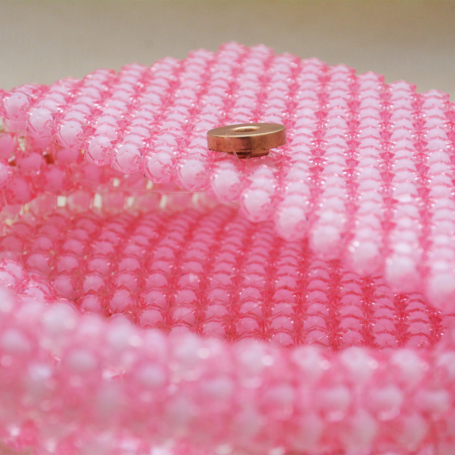 Handmade Baby Pink Acrylic Beaded Bag with Chain