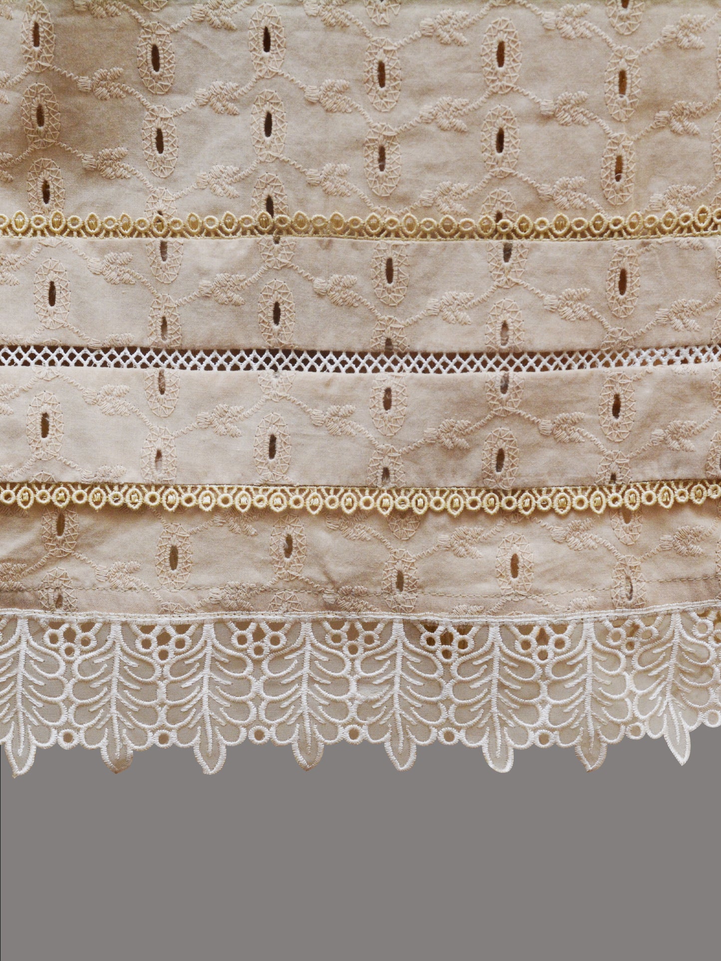 Beige Stitched Chikankari Shirt with Lace Detailing | Ready-to-Wear Kurti