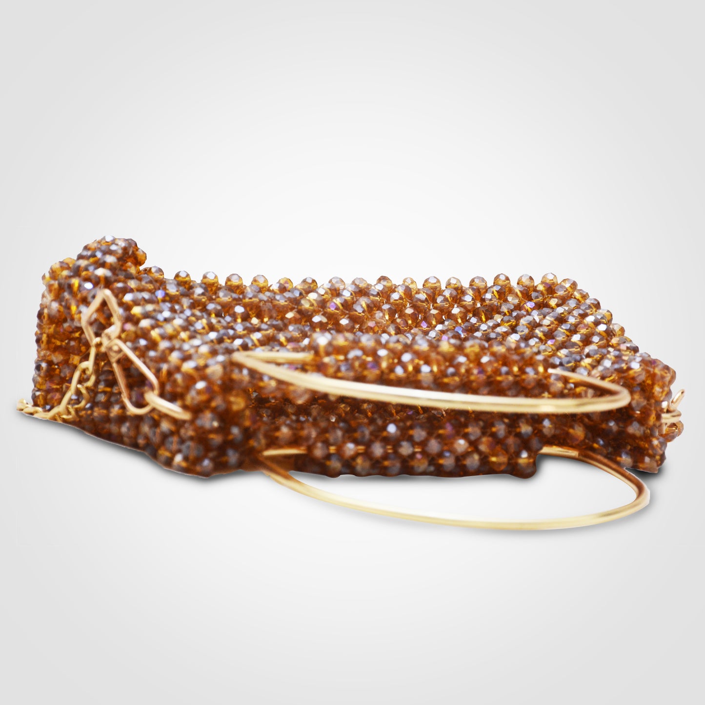Golden Crystal Beaded Bag– Handmade with Button Closure