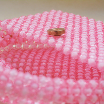 Handmade Baby Pink Acrylic Beaded Bag with Chain