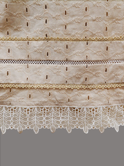 Beige Stitched Chikankari Shirt with Lace Detailing | Ready-to-Wear Kurti